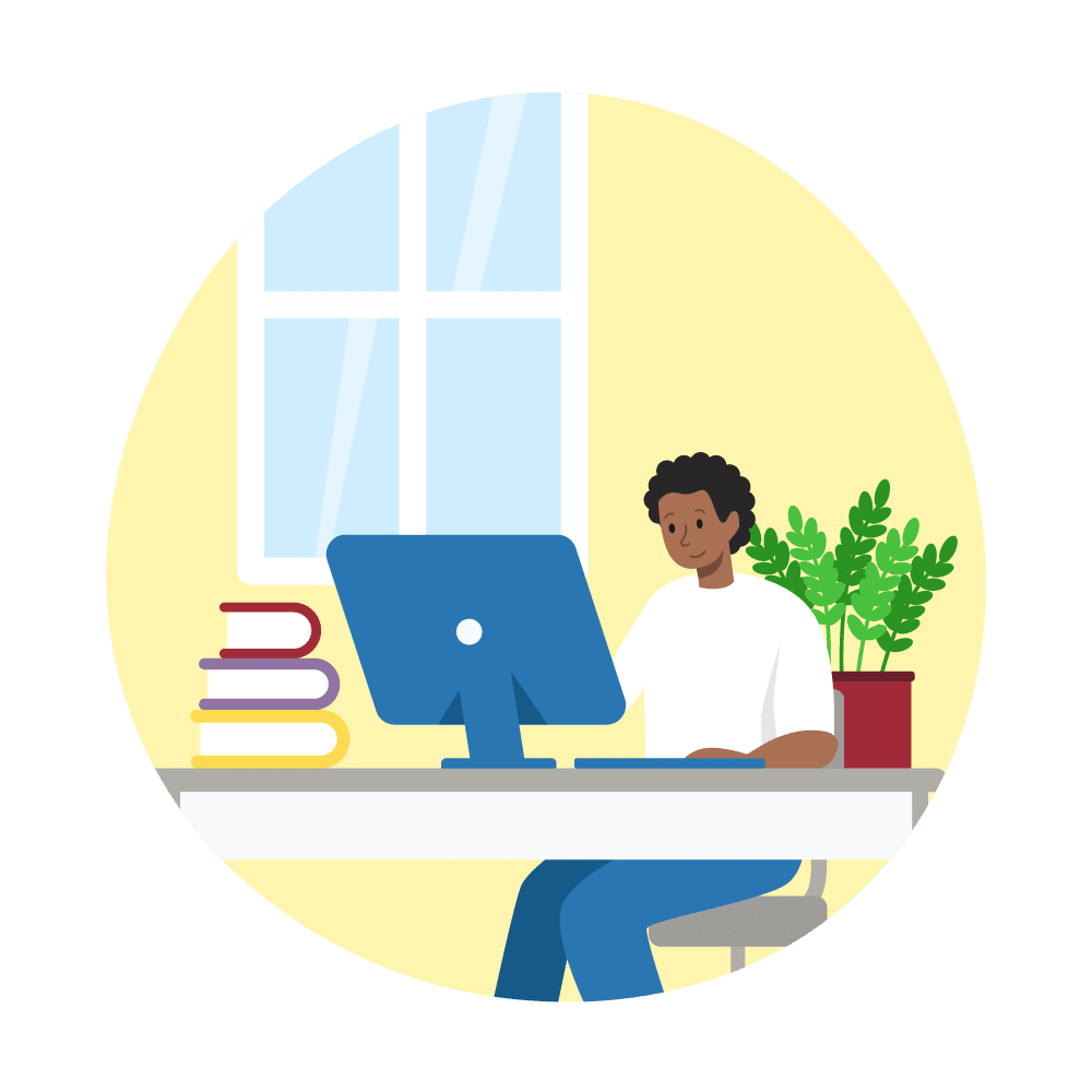 Illustration of a CPA working on his computer