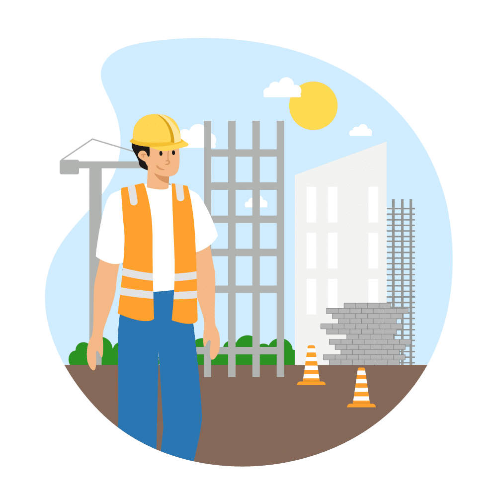 illustration of a male construction worker on the job site