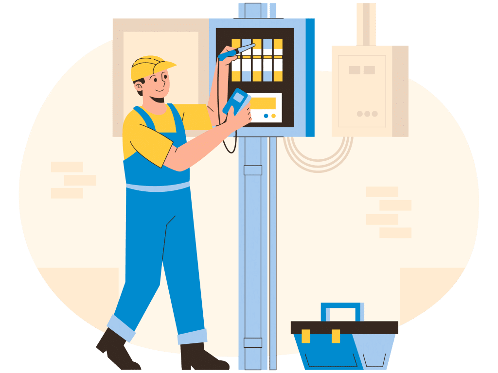 illustration of an electrician working