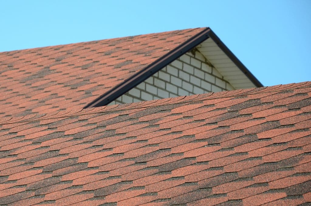 closeup of shingled roof
