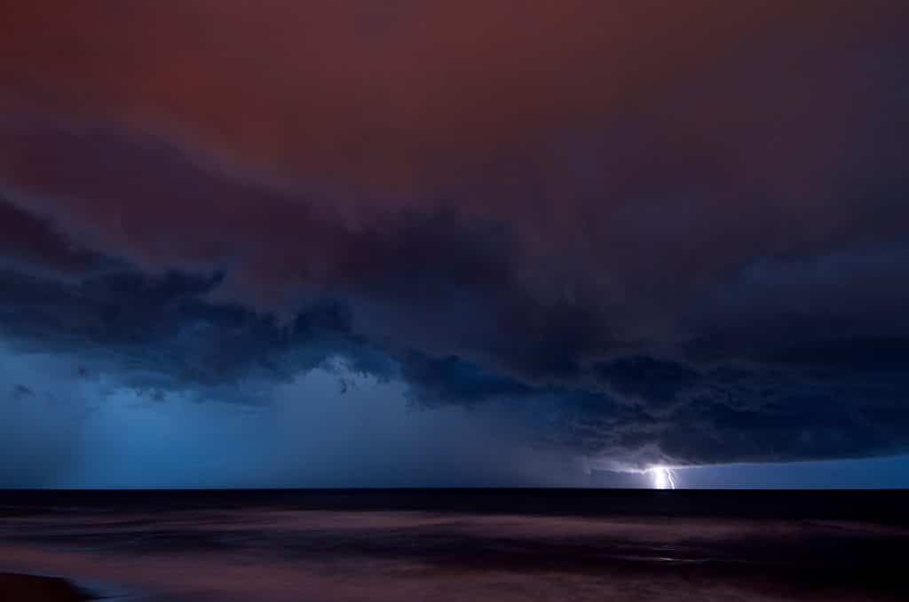Distant thunderstorm at sea